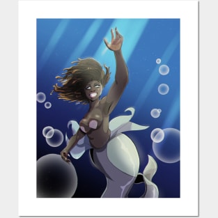 Gray Mermaid Posters and Art